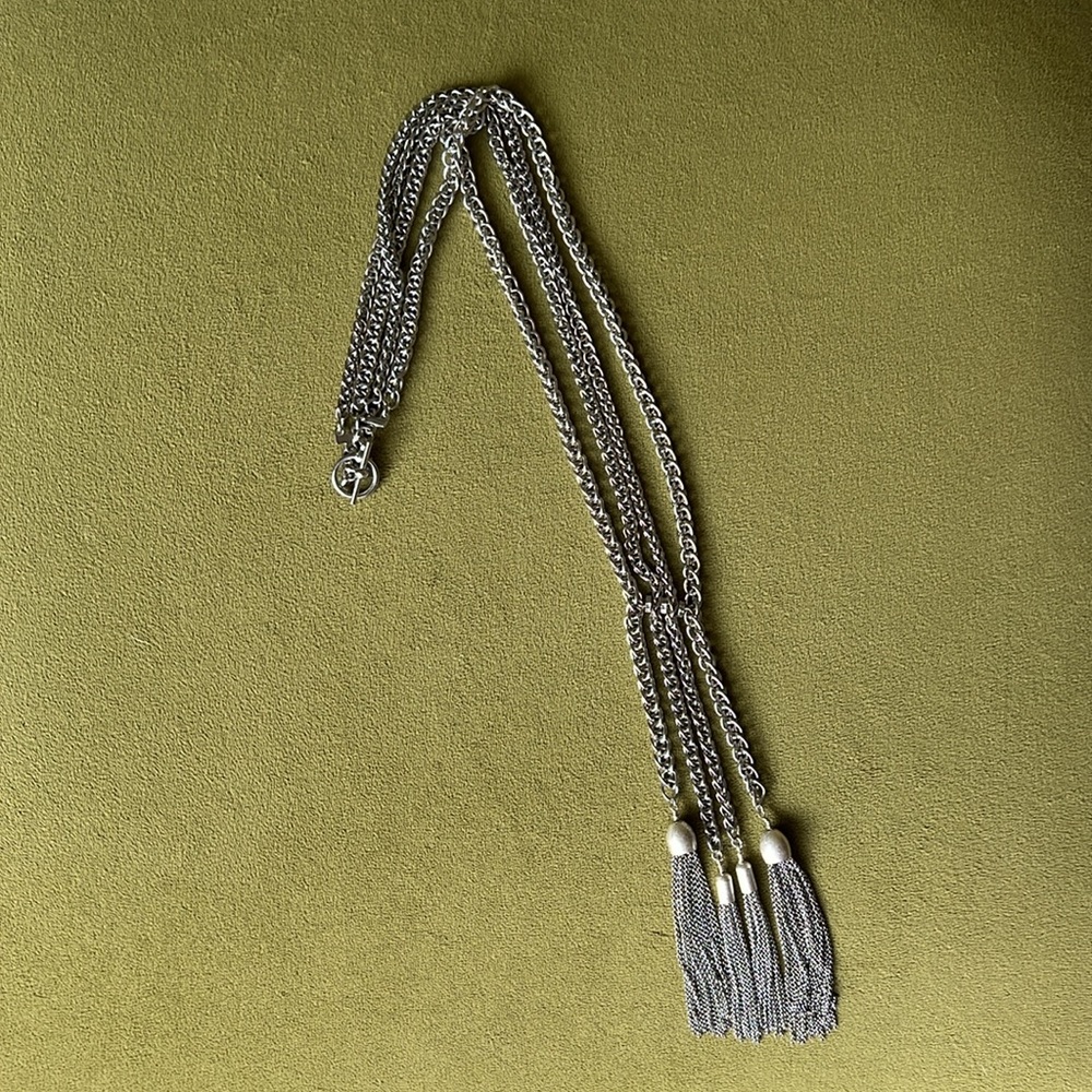 Banana Republic - Heavy Silver Chain Necklace with Tassels